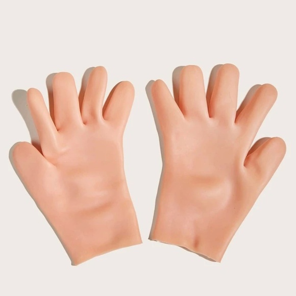 1pair Solid Moisturizing silicone Gloves apricot - Picture 2 of 6